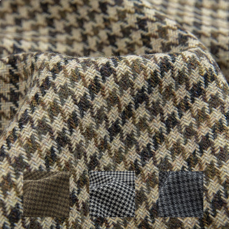 Sewing Tweed Fabric - Jasna kawa, mała krata w pepitkę,