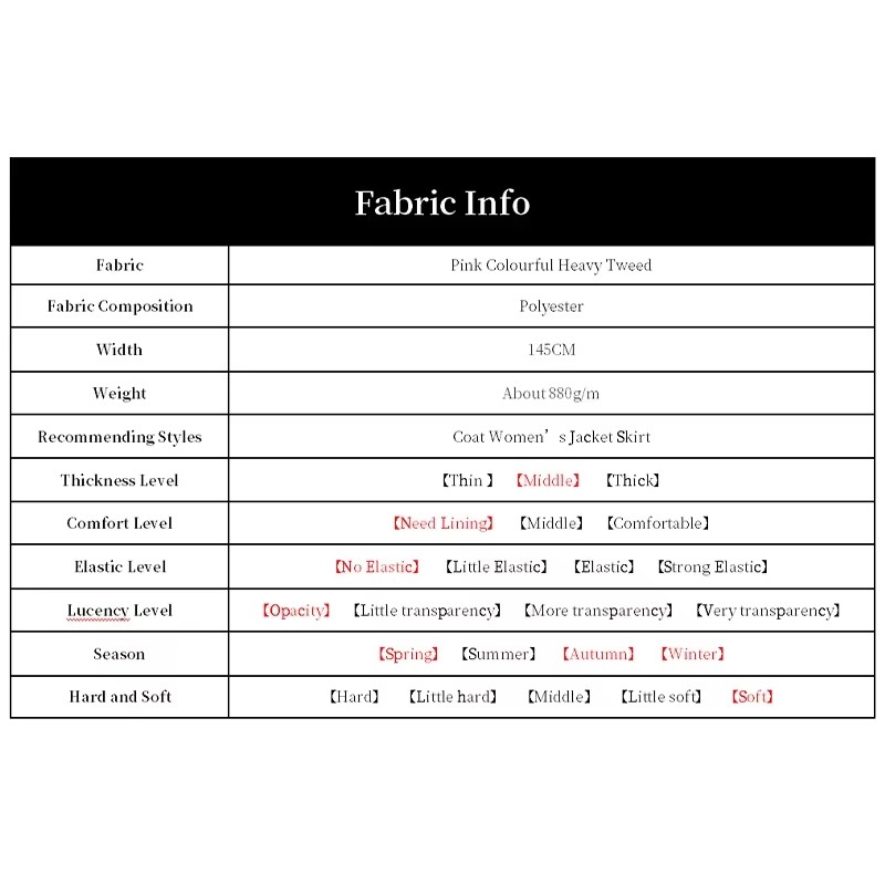 Czerwono-różowa, kolorowa, gru – Sewing Tweed Fabric recenzja i cena