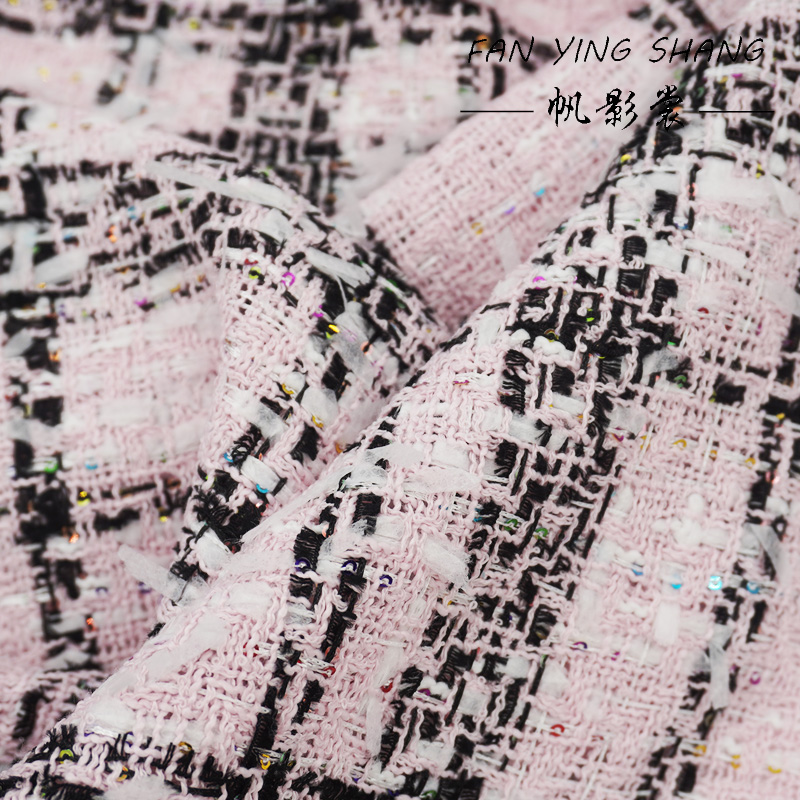 Różowa Klasyczna Duża Krata Ko – Sewing Tweed Fabric recenzja i cena