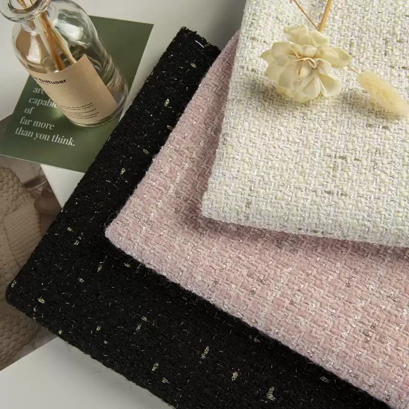 Beżowa kolorowa i złota przędz – Sewing Tweed Fabric recenzja i cena