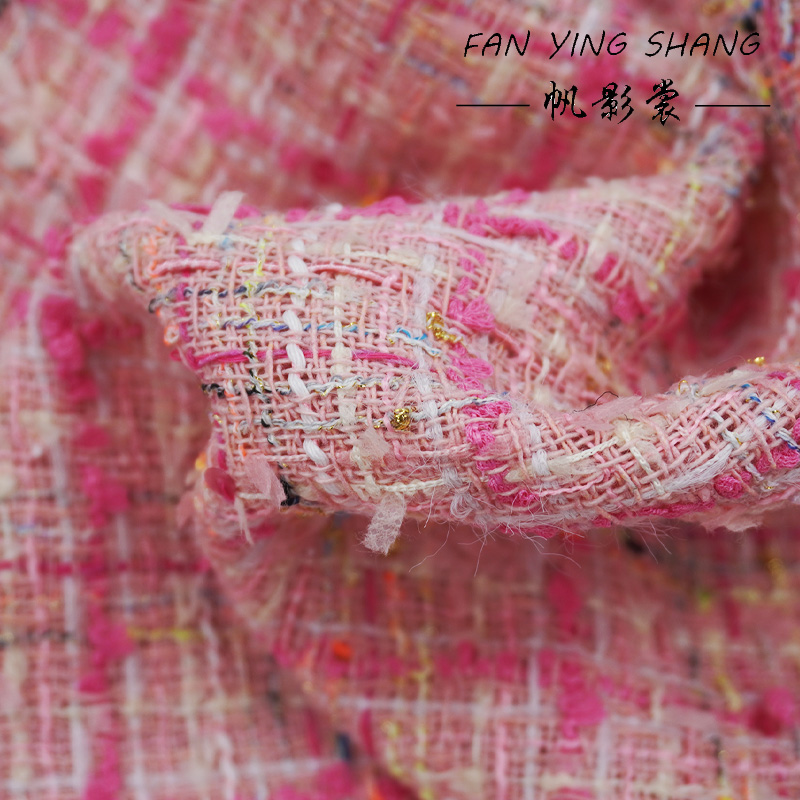 Różowa tkanina tweedowa z fręd – Sewing Tweed Fabric recenzja i cena