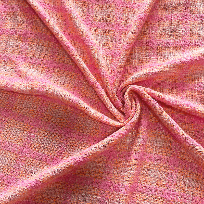 Różowo-pomarańczowa krata z tk – Sewing Tweed Fabric recenzja i cena